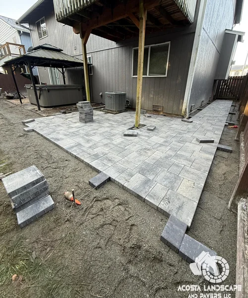 Custom Paver Patio & Pathway with Architectural Landscape Lighting in Marysville 